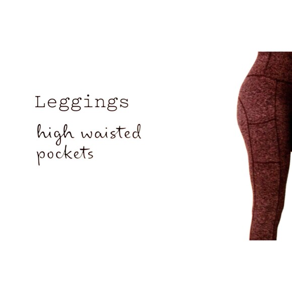 A NEW DAY Women's High Waisted Leggings w/Pockets (XL / 16) "MAUVE / BLACK" -NEW - Picture 2 of 6